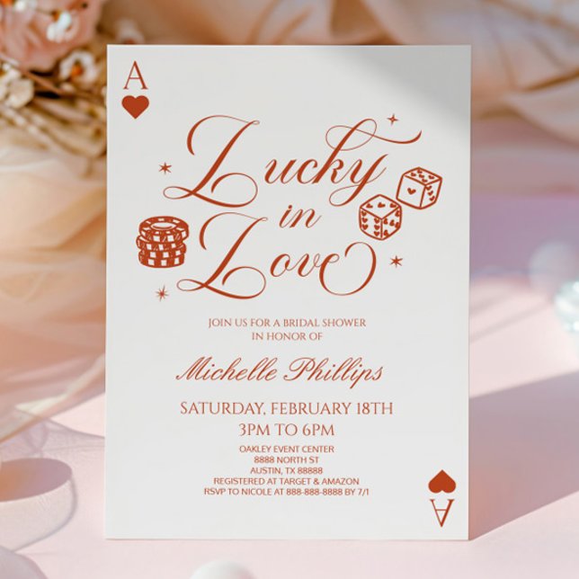 Convite Lucky In Love Playing Card Casino Bridal Shower (Criador carregado)