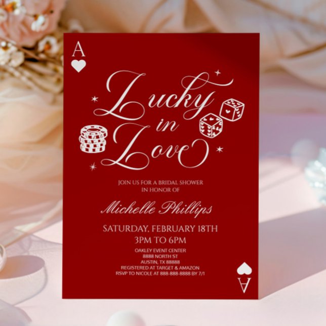 Convite Lucky In Love Playing Card Casino Bridal Shower (Criador carregado)