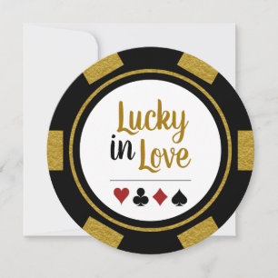 Convite Lucky In Love Poker Chip Black Casamento Em Vegas