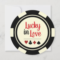 Lucky In Love Poker Chip Black Off-White Weding