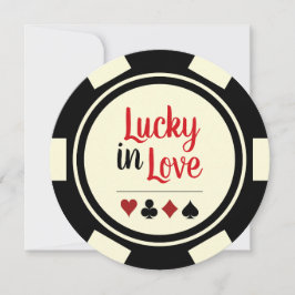 Convite Lucky In Love Poker Chip Black Off-White Weding