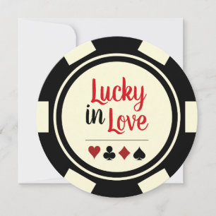 Convite Lucky In Love Poker Chip Black Off-White Weding