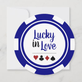 Convite Lucky In Love Poker Chip Blue Casamento Las Vegas