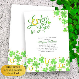 Convite Lucky in Love Shamrock Elegante Chá de panela