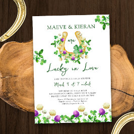 Convite Lucky in Love Shamrocks and Clover Casal Chá