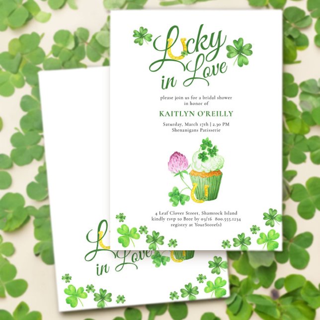 Convite Lucky in Love St Patricks Chá de panela (Lucky in Love St Patricks Bridal Shower Invitation by Darling & May)
