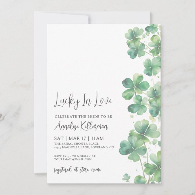 Convite Lucky In Love St. Patrick's Day Bridal Shower (Frente)