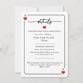 Convite Lucky in Love Wedding Details Card