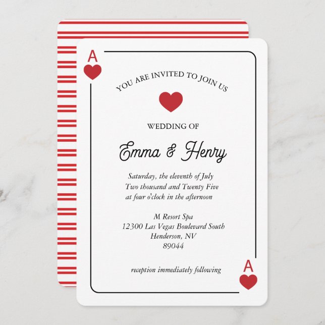 Convite Lucky in Love Wedding Invitation  (Frente/Verso)