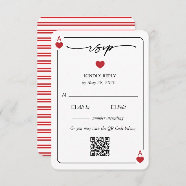 Convite Lucky in Love Wedding RSVP Card with QR Option (Frente/Verso)