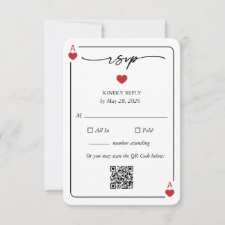Convite Lucky in Love Wedding RSVP Card with QR Option