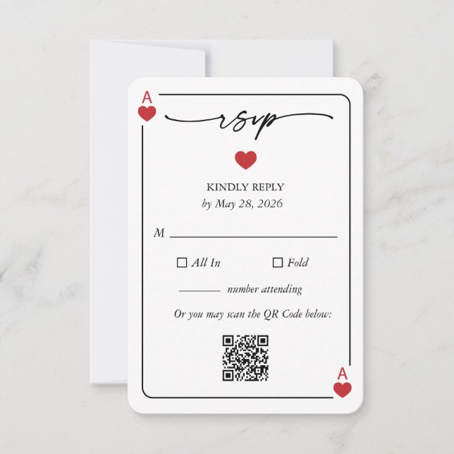 Convite Lucky in Love Wedding RSVP Card with QR Option (Frente)