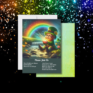Convite Lucky Leprechaun Dourado e Dia de São Patrício Arc