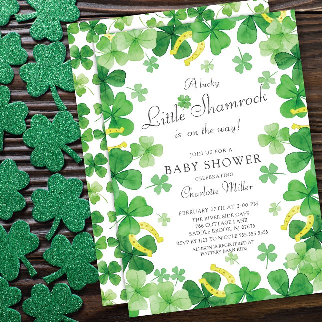 Convite Lucky Little Shamrock Baby Shower Invitation (Criador carregado)