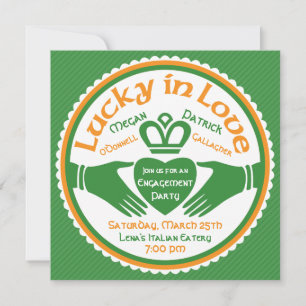 Convite Lucky Love Irish Claddagh WedFesta de noivado