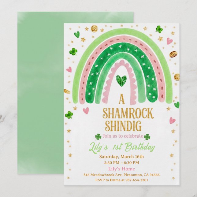 Convite Lucky One 1st Birthday Invitation (Frente/Verso)