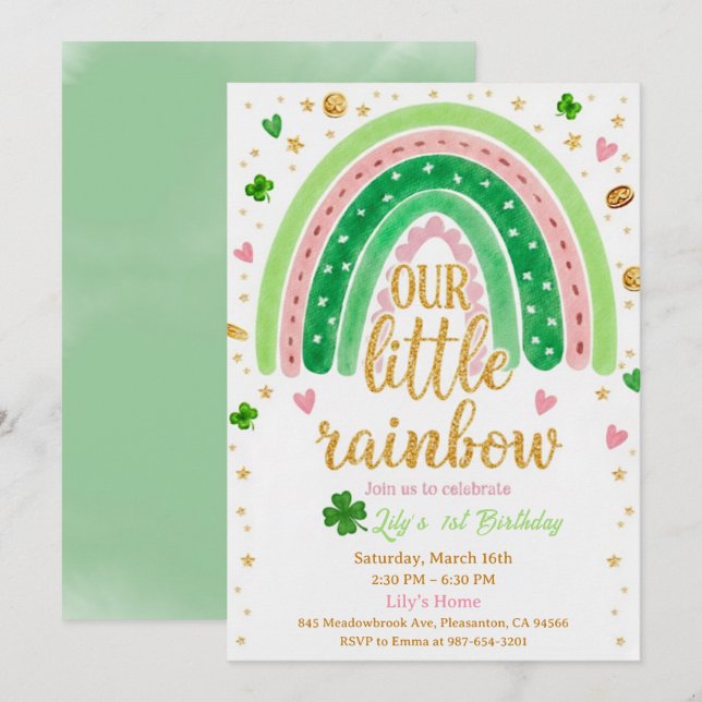 Convite Lucky One 1st Birthday Invitation (Frente/Verso)