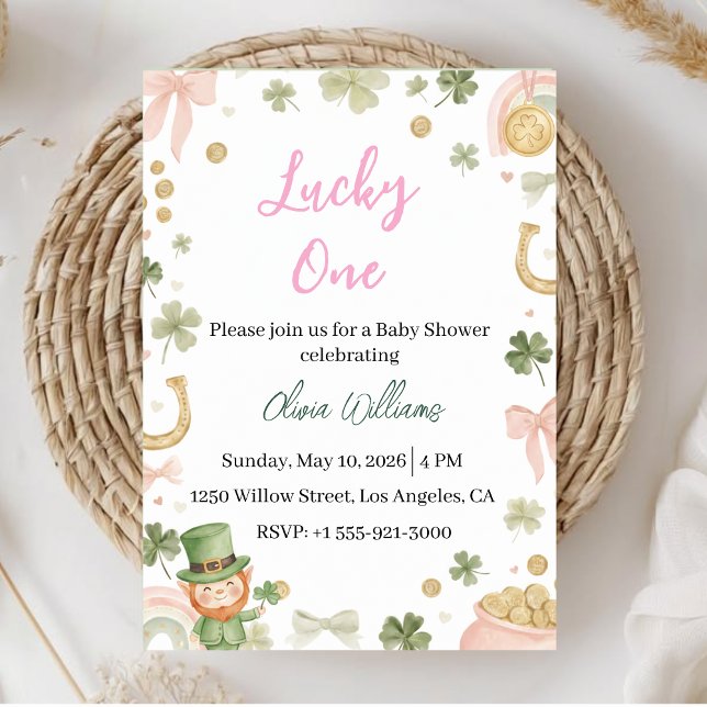 Convite Lucky One Baby Shower Invitation Shamrock Theme (Criador carregado)
