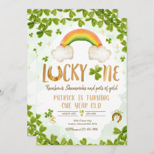Convite Lucky One Birthday Rua Partido primeiro aniversari