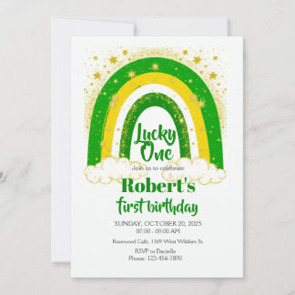 Convite Lucky One Birthday, Shamrock Birthday Invite