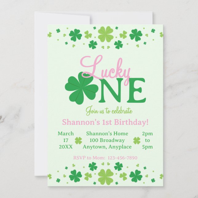 Convite Lucky One First 1st Birthday Party (Frente)