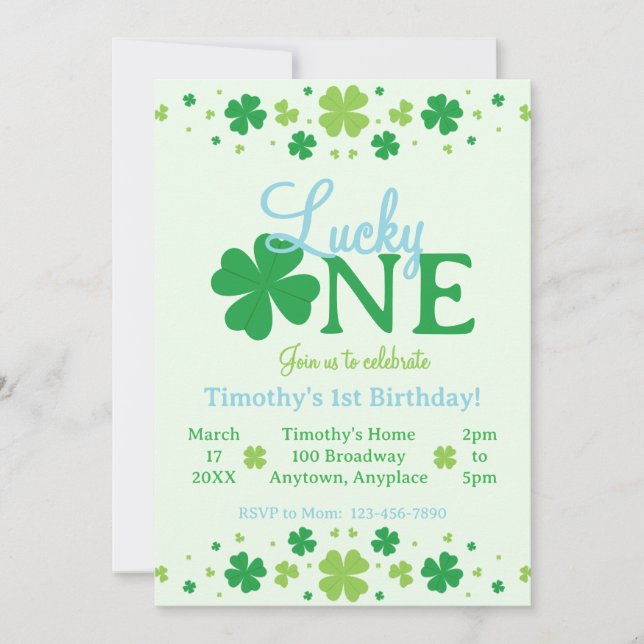Convite Lucky One First 1st Birthday Party (Frente)