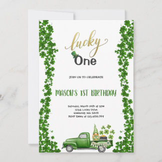 Convite LUCKY ONE GREEN BIRTHDAY PARTY Invitation