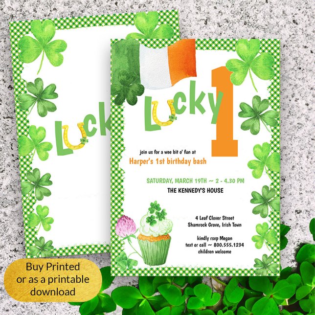 Convite Lucky One Irish Themed First Festa de aniversário (Lucky One First Birthday Invitation)