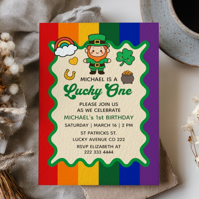 Convite Lucky One Leprechaun St. Patrick's 1º Aniversário (Criador carregado)