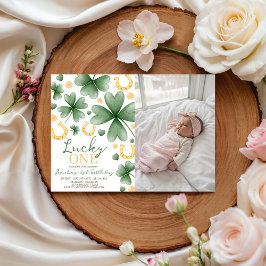 Convite Lucky One Photo 1st Birthday Invitation