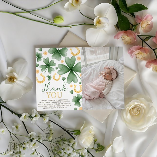 Convite Lucky One Photo Thank You Card (Criador carregado)