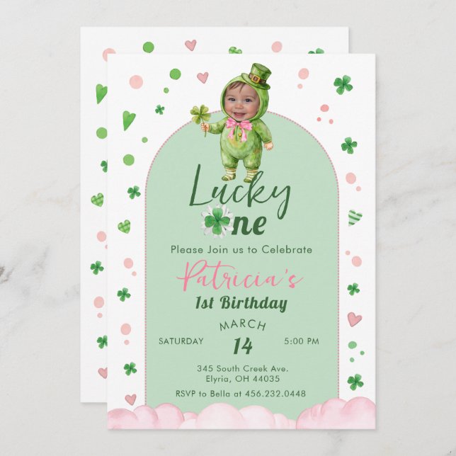 Convite Lucky One St Patrick Birthday Photo (Frente/Verso)