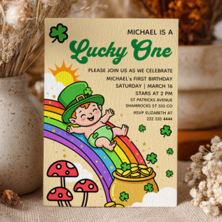 Convite Lucky One St.Patrick's Day 1st Birthday Party 