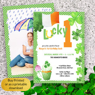 Convite Lucky One St Patricks Retrato Foto 1º Aniversário