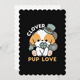Convite Lucky Pup com Clover - Rua. Presente no Dia de Pat