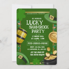 Convite Lucky Shamrock Party St. Paddy's Day Customizable