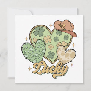Convite Lucky Western Heart Shamrock irlandês