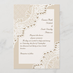 Convite Lugar branco elegante com casamento de pérolas