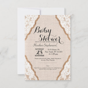 Convite Lugar branco elegante na Juta Burlap