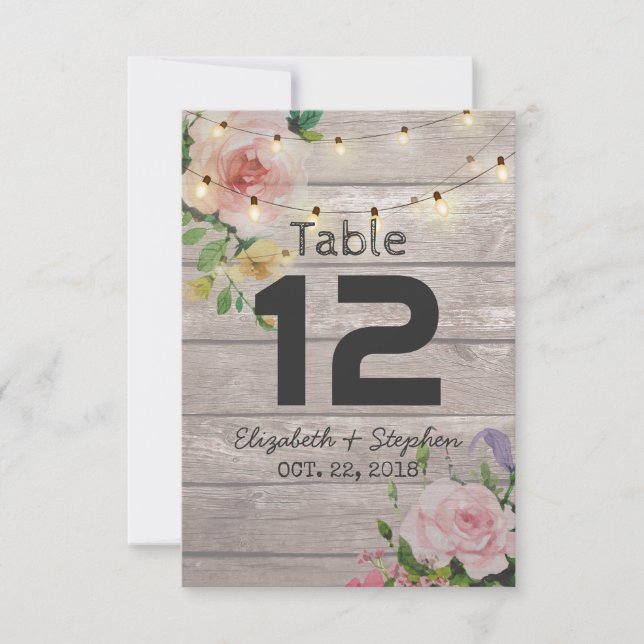 Convite Lugar de Assento no Casamento Mesa Número / Acompa (Frente)