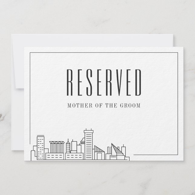 Convite Lugar Reservado Especial | Baltimore Wedding (Frente)