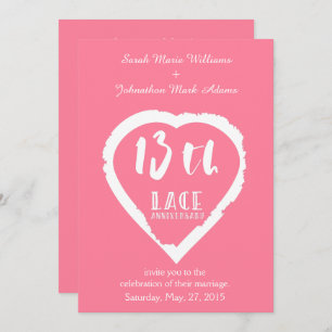 Convite lugar tradicional do 13 de aniversário de casament
