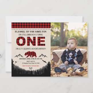 Convite Lumberjack Birthday Invitation Woodland Birthday