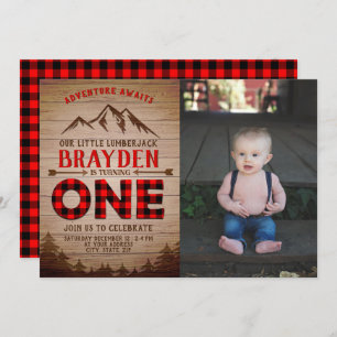 Convite Lumberjack Buffalo Xadrez Boys Foto do Primeiro An