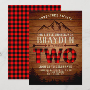 Convite Lumberjack Buffalo Xadrez Segundo Aniversário