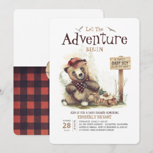 Convite Lumberjack Chá de fraldas Woodland Pequena Ursa