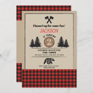 Convite Lumberjack Festa de aniversário Qualquer Idade Con