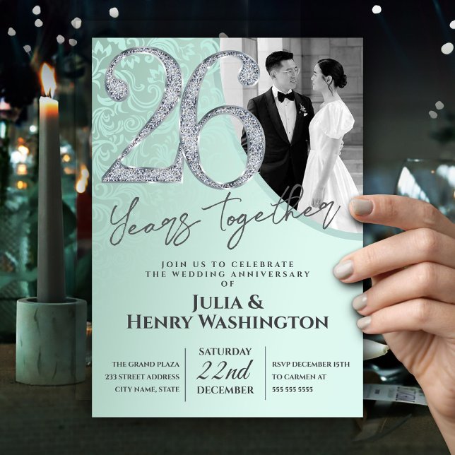 Convite Luminous Diamond 26th Wedding Anniversary  (Criador carregado)