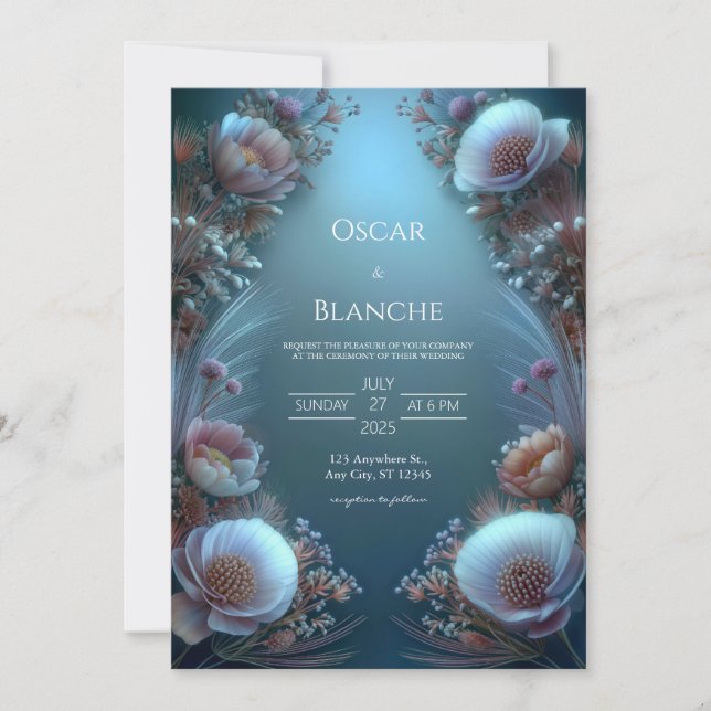 Convite Luminous Ivory Bloom Ethereal Botanical Wedding (Frente)
