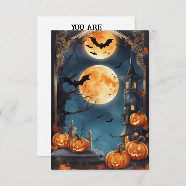 Convite Lunar Lure: Personalize seu Inv Halloween Encantad (Frente/Verso)